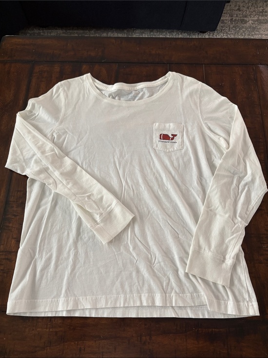 Vineyard Vines Other - Vineyard Vines White Long Sleeve Pocket Tee with Football Whale